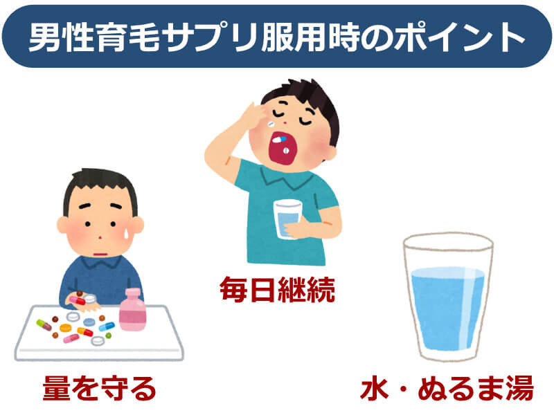 男性育毛サプリ服用時のポイント